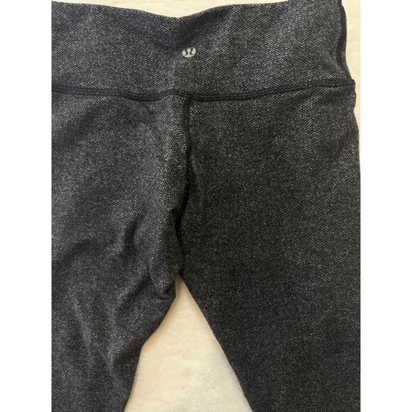 Lululemon Wunder Under Crop Leggings Womens 2 Black Heathered Herringbone - Picture 3 of 8